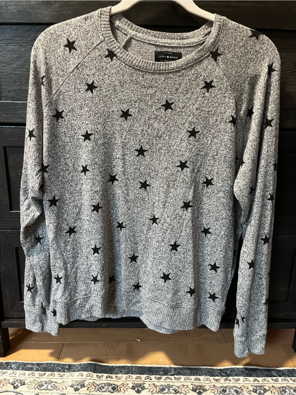 Lucky Brand Heather Gray Star-Print Crewneck Sweater - Picture 1 of 3